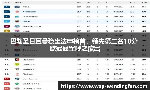 巴黎圣日耳曼稳坐法甲榜首，领先第二名10分，欧冠冠军呼之欲出